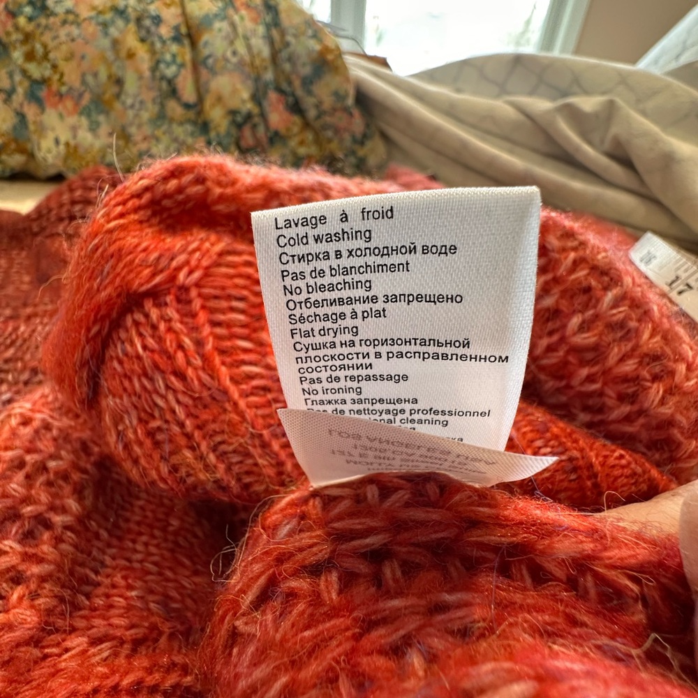 Lili Sidonio side S coral-pink cable knit crew neck sweater. Like new! - Picture 8 of 10